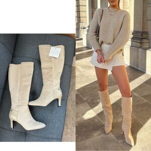 Cream Knee-High Boots-Brand new